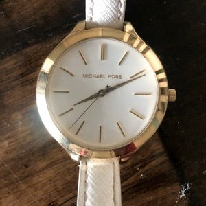Michael Kors Womans Thin Leather Band Watch